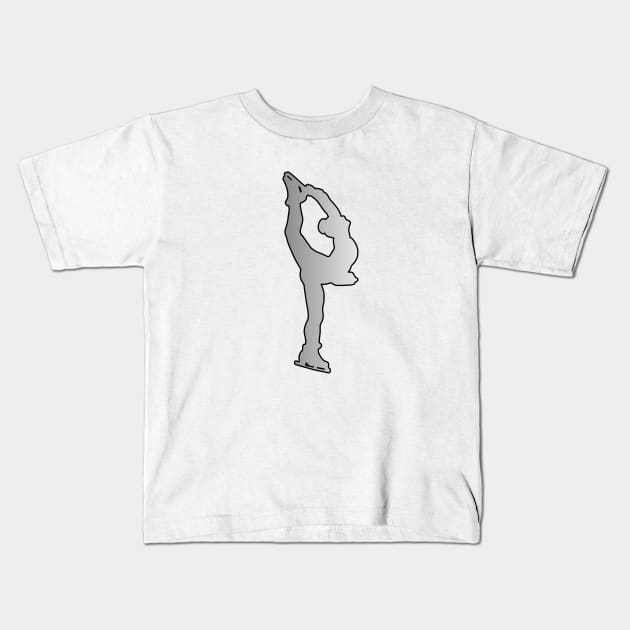 Figure Skater Silhouette in Silver Design Kids T-Shirt by PurposelyDesigned